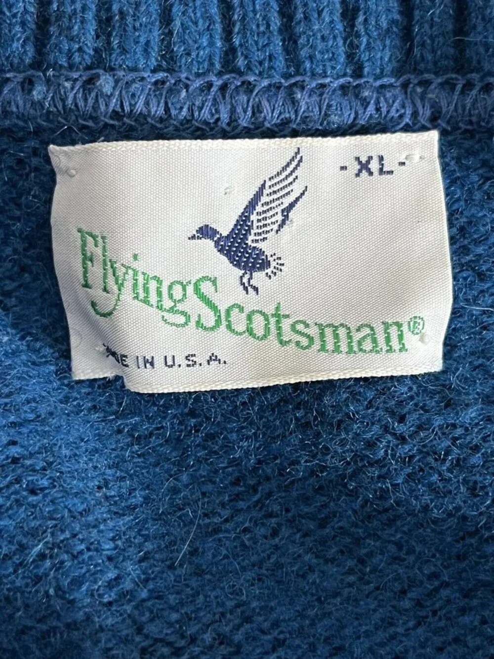 Vintage Flying Scotsman Men's XL Crewneck Wool Sweater Pullover Blue Green Marl